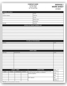 service call form template