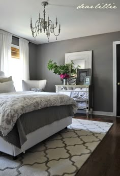 In the last couple of weeks we have finally gotten around to adding a few small details to our gray guest bedroom. First, we did kind o... Gray Bedroom Walls, Gray Bedroom, Bedroom Wall Colors