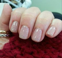 Clear Gel Manicure With Pink Glitter Nice Clean Look For All Short Gel Manicure Small Glitters Name Of Polish Vegas Nights Subtle Glitter