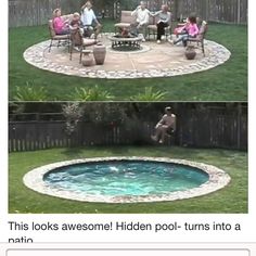 This Is The Coolest Thing Ever It S A Patio Paddling Tpool Spa Hidden Pool Turns Into A Patio Safer And More Practical For Cold Weather Months I Would Rather Have This As Hot Tub Maybe With On The