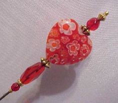 With End Protector Handmade Lampwork Glass Bead 5 Gold Blue Pink Purple Hat Pin
