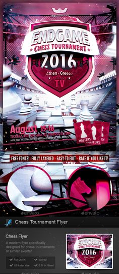 endgame chess tournament flyer template miscellaneous events