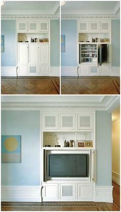 Brilliant Solution For Disguising And Hiding A Tv Vintage Pull This Designer Solution Is Brilliant A Built In Tv Cupboard With The