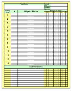 softball lineup cards templates