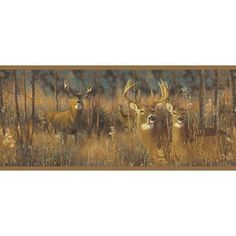HUNTING SCENES BEARS ELK DEER DUCKS MOOSE Wallpaper Border 6/" red