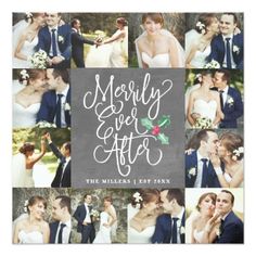 Elegant Wedding Thank You Bride And Groom Photo Card Cards Merrily Ever After Wedding Holiday 12 Photo Card