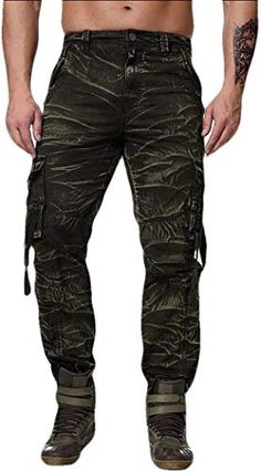 GAGA Mens Long Pants Casual Straight Leg Breathable Loose Trousers