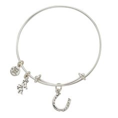 SamandNan Wolf Paw Charm Bangle Bracelet Sterling Silver Finish Handmade USA
