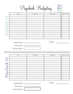 paycheck budget spreadsheet