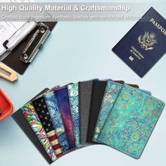 Mixed Colorful Sea Shells Blocking Print Passport Holder Cover Case Travel Luggage Passport Wallet Card Holder Made With Leather For Men Women Kids Family