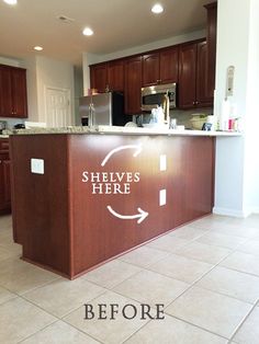 Before After From Breakfast Bar To Storage E Organization Diy Shelves E Under Your Counter