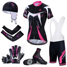 Ensemble de v/élo pour Femmes Respirant avec protec Sweat Comfort Summer Summer Summer Maillot /à Manches Longues Sports de Plein air Sun Riding Jersey Set Combinaison Cycliste VTT Femme
