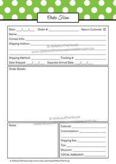 custom order forms template