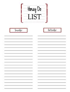 printable honey do list