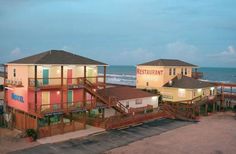 Still Waters Is A Beach House Al In Surfside Texas Surfside Beach Tx View Of Ocean Village Hotel And Pirate S Alley Cafe