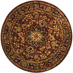 Capel Rugs Sherwood Forest 7 Foot 6 Inch Round Braided Rug In Clic Burgundy Navy Red Blue 3 Ft 6 In X