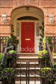 Red Door Brick House red brick house with a bright yellow door! (: love, love, love Red Door Brick House red brick house with a bright yellow door! (: love, love, love