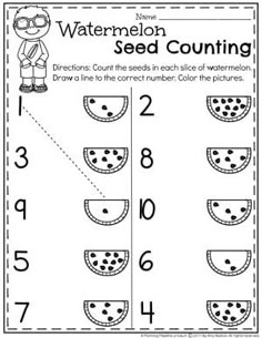 count and match through preschool homework pinterest preschool counting worksheets for summer watermelon seed counting worksheets for preschoolers math worksheets for