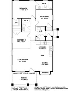 floor plan for a small house 1,150 sf with 3 bedrooms and 2 baths floor plan for a small house 1,150 sf with 3 bedrooms and 2 baths