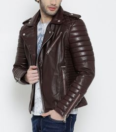New Mens Leather Jacket Black Slim Fit Biker Motorcycle Genuine Lambskin Coat 15