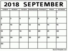 calendar template september 2018