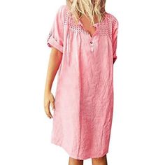 JHKUNO Women Dresses Womens Summer Casual Plain Flowy Loose Beach Mini Dress