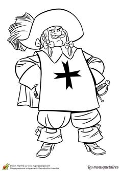 Coloriage d Athos l un des 3 mousquetaires qui a dégainé