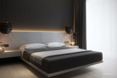 Two Black and Gray Homes with Chic Simplicity Modern Bedroom Interior, Luxury Bedroom Design, Bedroom Decor Design, Master Bedroom Design, Home Interior, Bedroom Furniture, Bedroom Styles