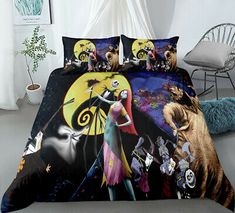 Nightmare Before Christmas Bedding Set Halloween Duvet Cover Pillow Case Bed Set