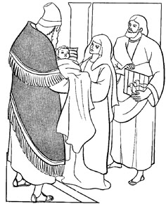 Coloring Page For The Presentation Of Our Lord In Temple Meeting Anna And Simeon