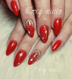 Christmas Nail Designs, Winter Nail Designs, Red Nails, Fancy Nails