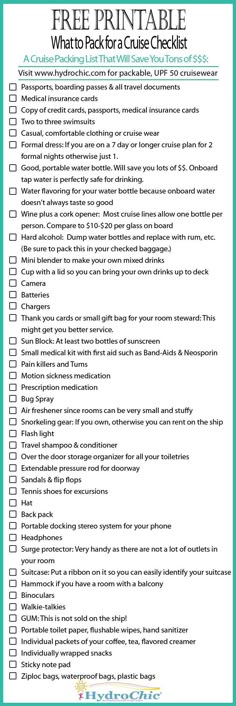 cruise packing list