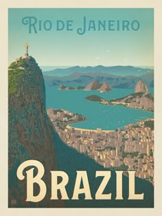 Anderson Design Group – World Travel – Brazil: Rio de Janeiro Harbor View Travel Poster Design, Travel Design, Room Posters, Poster Wall, Movie Posters, Vintage Poster Design, Vintage Travel Posters