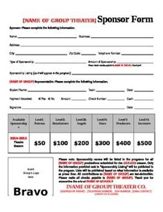 sponsorship forms for fundraising template