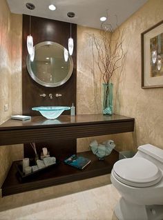 3 Tips Add Style To A Small Bathroom Home Decor Pinterest Nice Gl Vessel Sink And Vase In Elegant Small Bathroom Decorating Ideas With Round Framed Mirror