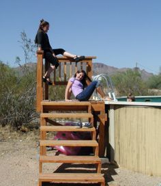 Pool Ladder For Large People Small Wood Pool Deck Wood Pool Deck Pool Deck Plans Backyard Pool