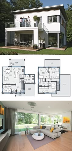 Einfamilienhaus-Architektur modern mit Flachdach und Terrassen Anbau - Haus Grundriss City Life 700 Passivhaus WeberHaus Fertighaus - HausbauDirekt.de Inspiration, Modern, Sims