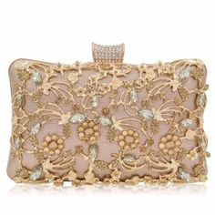 Luxury Clutch Chain Bag Woman Wedding Diamond Crystal Floral Blue Red Sling Purse Cell Phone Pocket Wallet Handbags