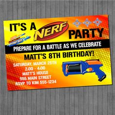 Free Printable Nerf Birthday Invitations Birthday Party Ideas