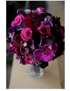 734 Best Purple Bouquets Flower Arrangements Images In 2019 Dark Purples Orchids Polka Dot Feathers Bridal Bouquet