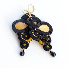 Dangle Soutache Earrings Soutache Earrings Small Blue Earrings Small Dangle Earrings Blue Earrings Green Blue Soutache Earrings OOAK