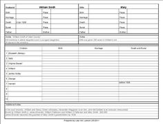 family group sheet template excel