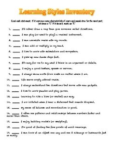 Lucrative image regarding printable learning styles inventory for college students Nifty image within printable learning styles inventory for college students