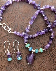 Rose Quartz Floral Necklace Boho Style With Purple Russian Charoite Gemstone Beads Accented With Sterling Silver Romantic Spring Jewelry