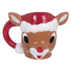 Rudolph Reindeer Rosy Red 12 inch Glossy Ceramic Holiday Covered Plate
