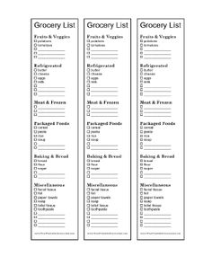 grocery list for two