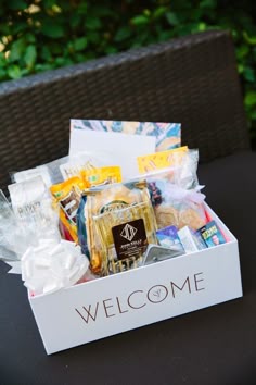 Wedding Welcome Bags 9 Things You Must Include For Guests Guest Welcome Baskets Creative Intelligence Inc Tory Williams Photography Theknot