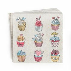 Chic Antique 20 Servietten Papierservietten Cupcake Vintage Shabby Chic