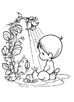 Little Boy And Flower Shower