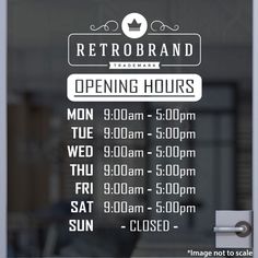 Custom Office Store Business Hours Sticker Vinyl Decal Sign Open Hour Style 01